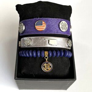 GIFT BOX INCLUDED Rustic Cuff Set of Purples Stacking Logo Bracelets
